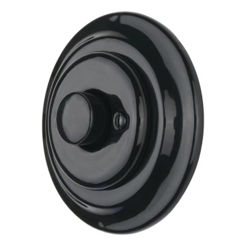Bohemia-Design - Variateur d'intensité rotatif rétro en porcelaine avec cadre 250V/10A noir