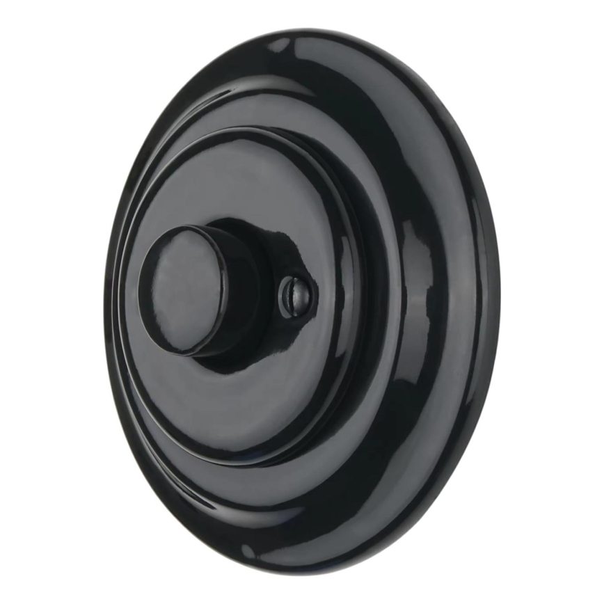 Bohemia-Design - Variateur d'intensité rotatif rétro en porcelaine avec cadre 250V/10A noir