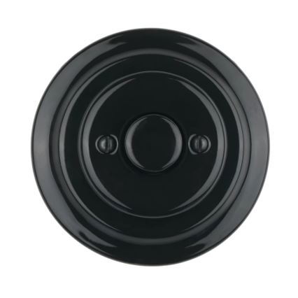 Bohemia-Design - Variateur d'intensité rotatif rétro en porcelaine avec cadre 250V/10A noir
