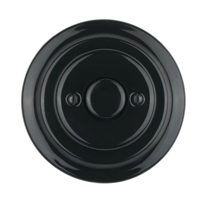 Bohemia-Design - Variateur d'intensité rotatif rétro en porcelaine avec cadre 250V/10A noir