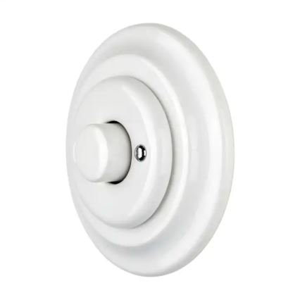 Bohemia-Design - Variateur rotatif rétro en porcelaine avec cadre 250 V/10 A blanc
