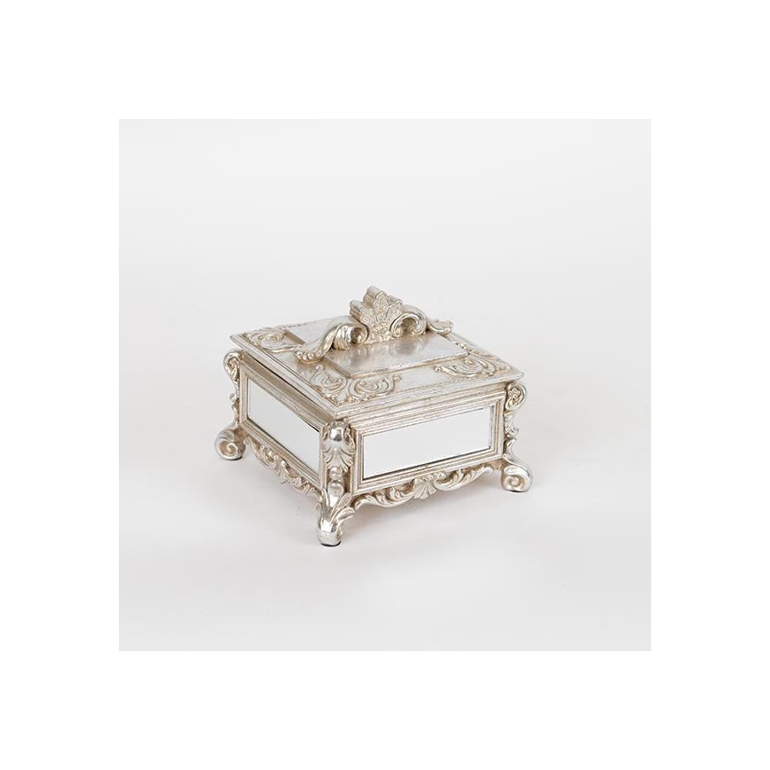 Boîte à bijoux 10,3x13,5x13,5 cm argentée/patinée