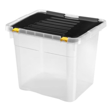 Boîte de rangement 36 l noir/transparent