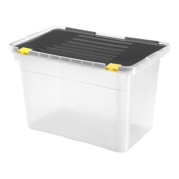 Boîte de rangement 54 l noir/transparent