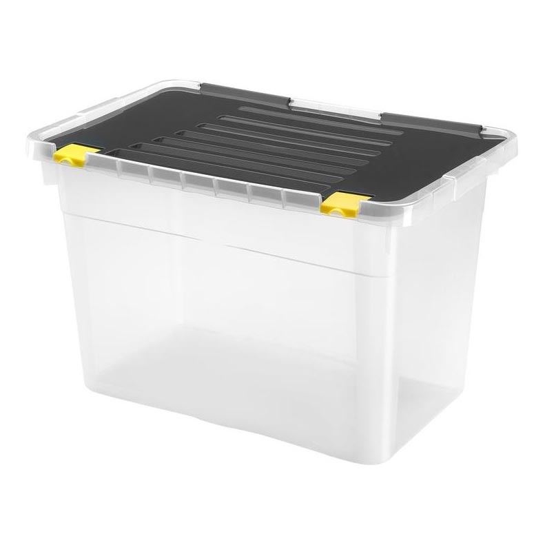 Boîte de rangement 54 l noir/transparent