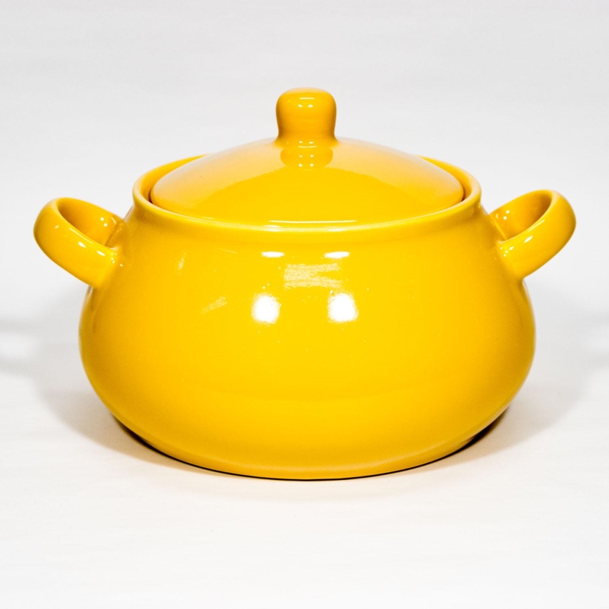 Bol à soupe en céramique avec couvercle jaune