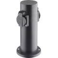Borne prises électriques extérieure 2Z 230V IP44 noir arrondi