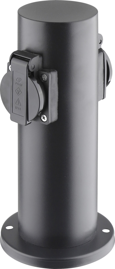 Borne prises électriques extérieure 2Z 230V IP44 noir arrondi