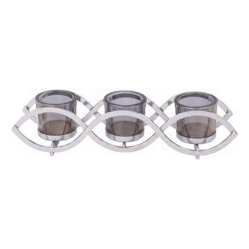 Bougeoir en chrome brillant, 33 x 8 x 8 cm