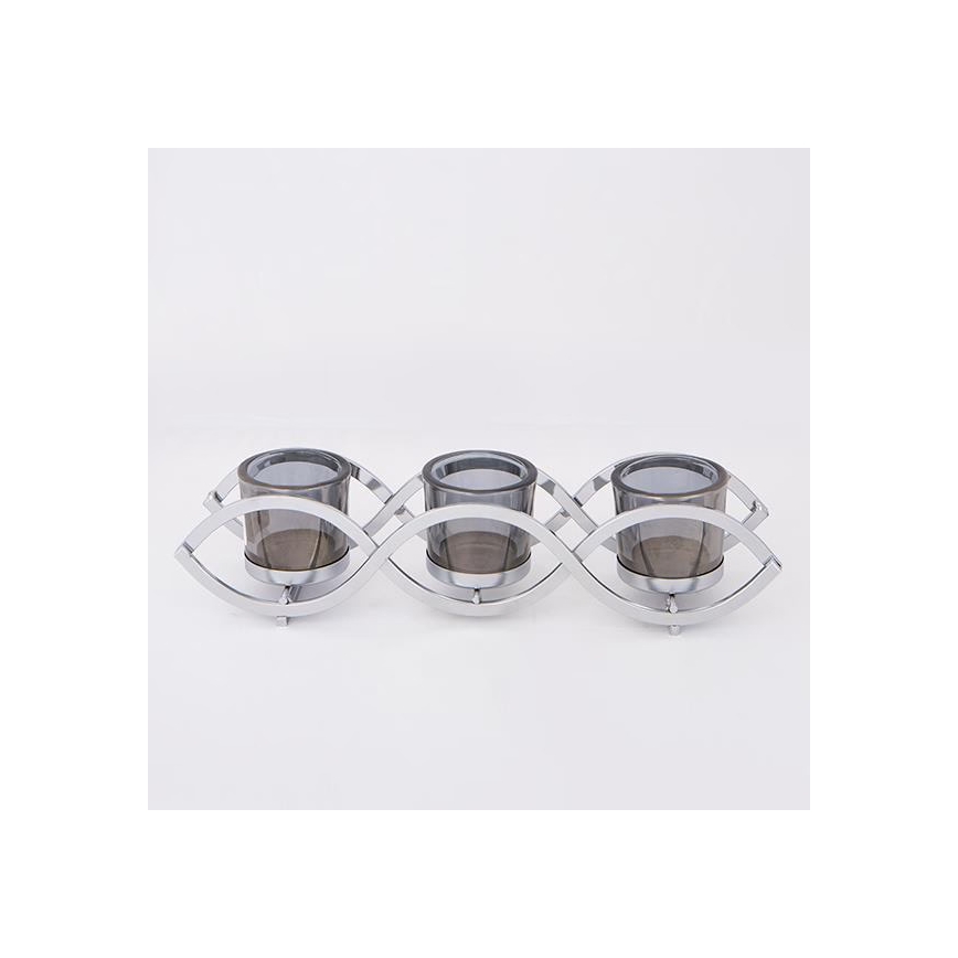 Bougeoir en chrome brillant, 33 x 8 x 8 cm