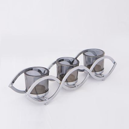 Bougeoir en chrome brillant, 33 x 8 x 8 cm