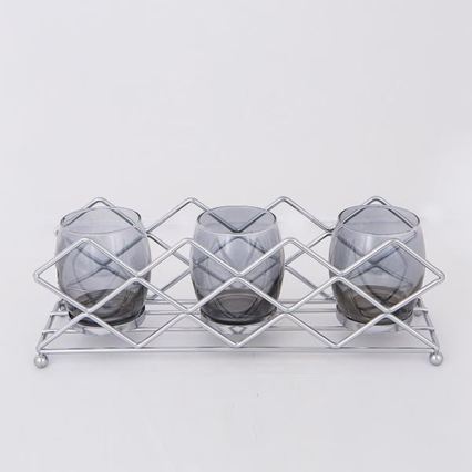 Bougeoir en chrome brillant, 33x10x11 cm