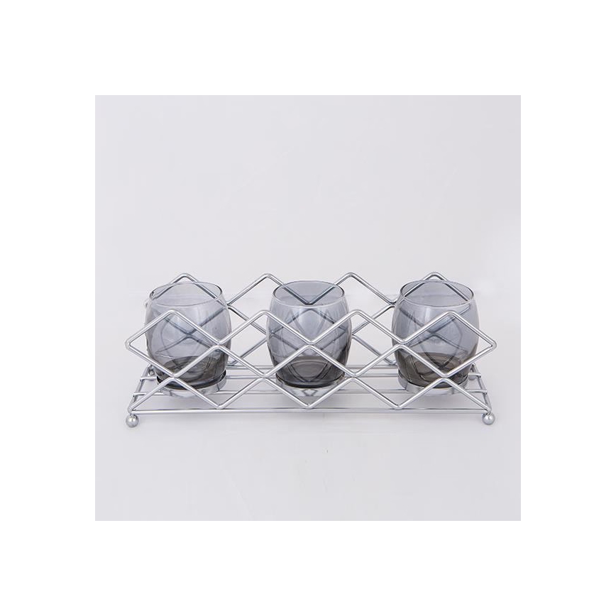 Bougeoir en chrome brillant, 33x10x11 cm