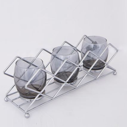 Bougeoir en chrome brillant, 33x10x11 cm