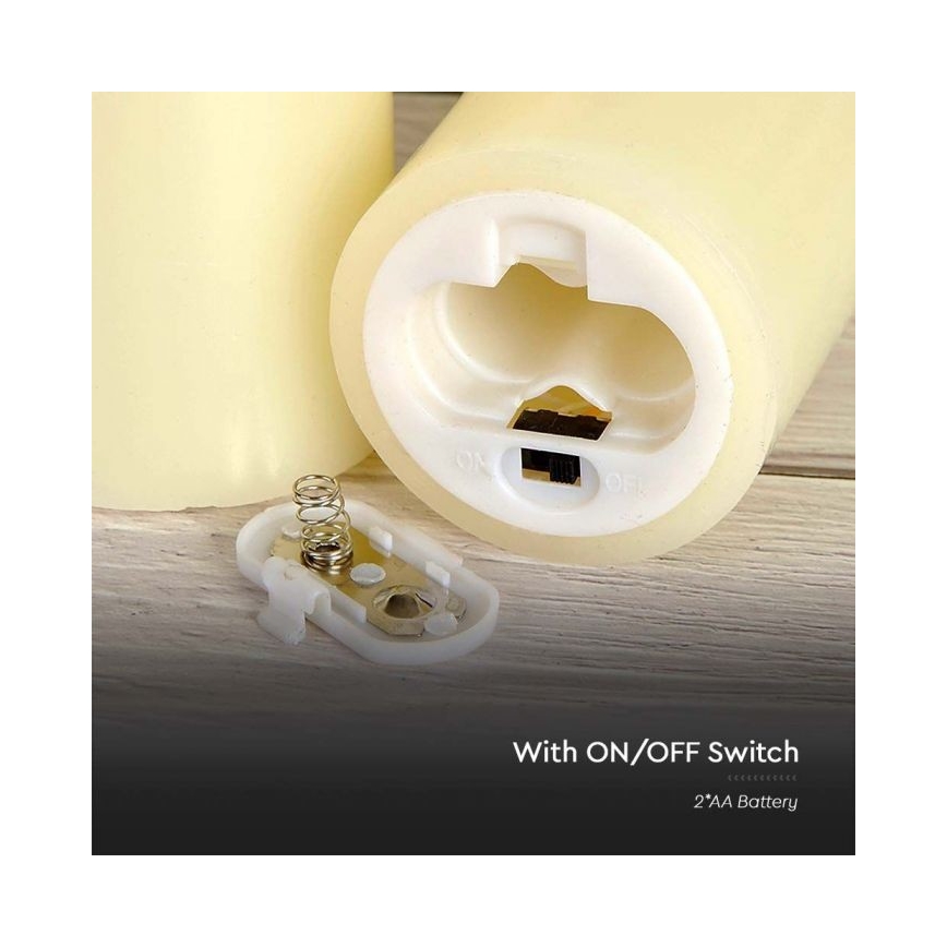 Bougie LED/2xAA blanc chaud 15 cm