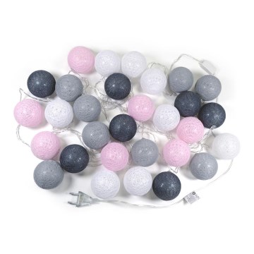 Boule décorative 30xLED/0,03W/230V gris et rose