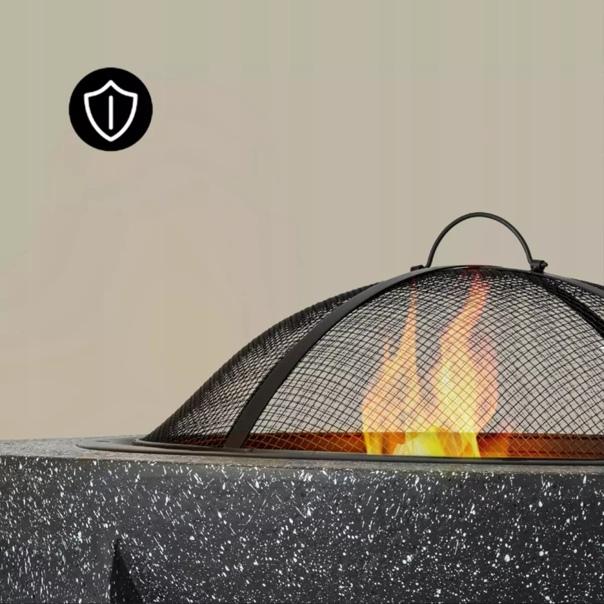 Brasero portable avec grille 74x30 cm noir/granit foncé