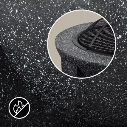 Brasero portable avec grille 74x30 cm noir/granit foncé