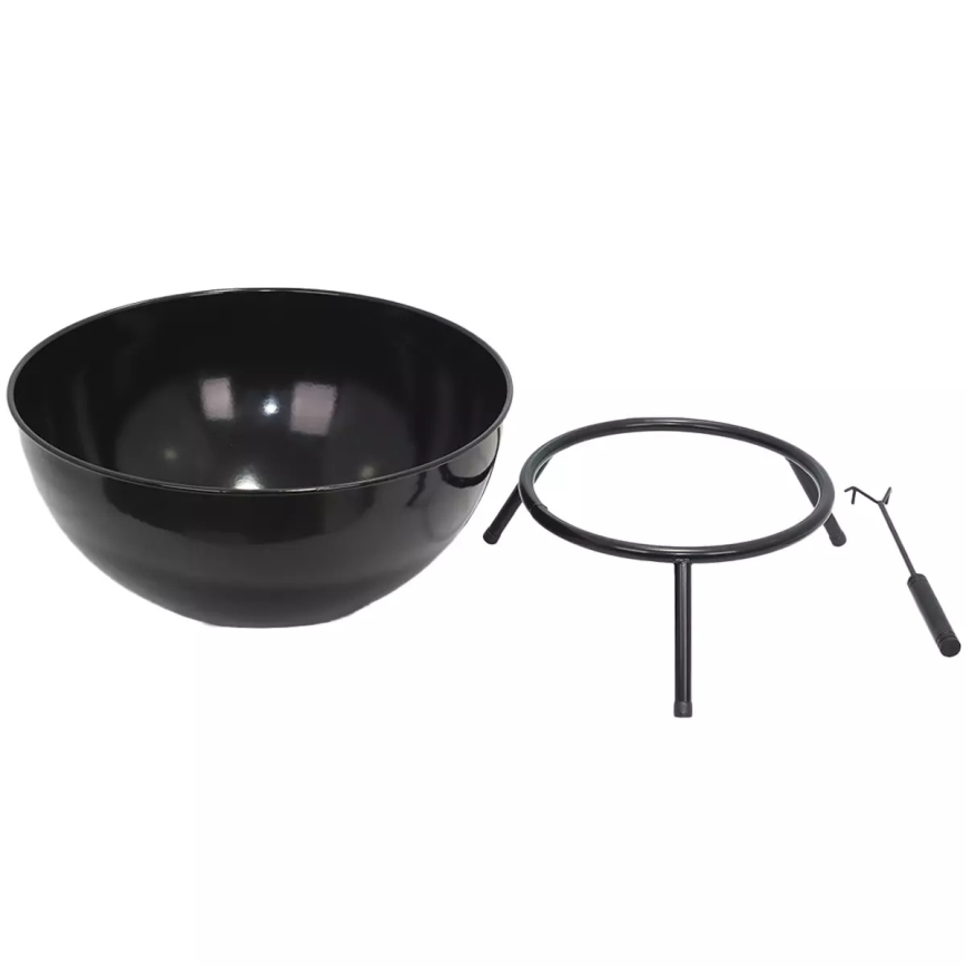 Brasero portable en bois 57x30 cm noir