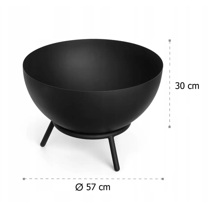Brasero portable en bois 57x30 cm noir