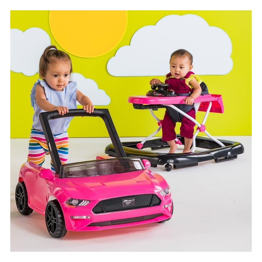 Bright Starts - Trotteur pour bébé 3 en 1 FORD MUSTANG rose