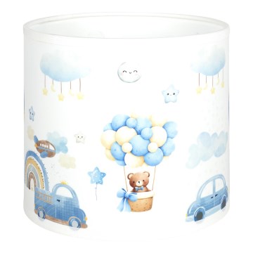 Brilagi - Abat-jour universel BOBO E27 diam. 15 cm blanc/bleu/motifs oursons