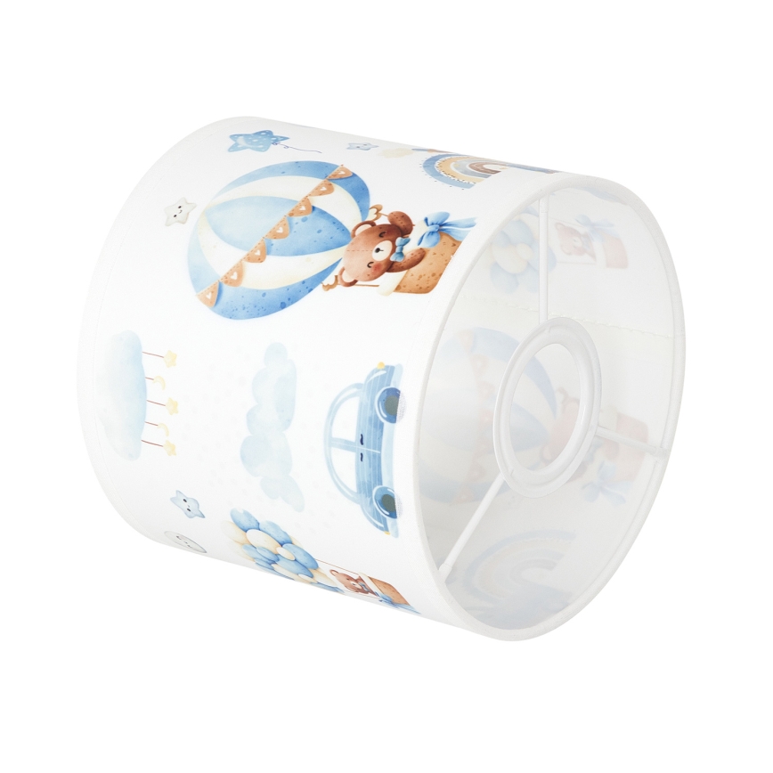 Brilagi - Abat-jour universel BOBO E27 diam. 15 cm blanc/bleu/motifs oursons