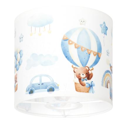 Brilagi - Abat-jour universel BOBO E27 diam. 15 cm blanc/bleu/motifs oursons