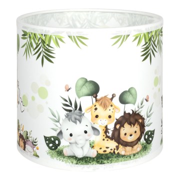 Brilagi - Abat-jour universel BOBO E27 diam. 15 cm blanc/vert motif jungle
