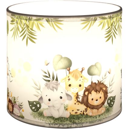 Brilagi - Abat-jour universel BOBO E27 diam. 15 cm blanc/vert motif jungle