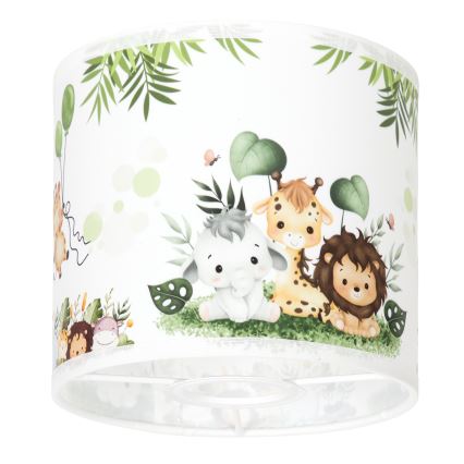 BRILAGI - Abat-jour universel BOBO E27 diam. 15 cm blanc/vert motif jungle