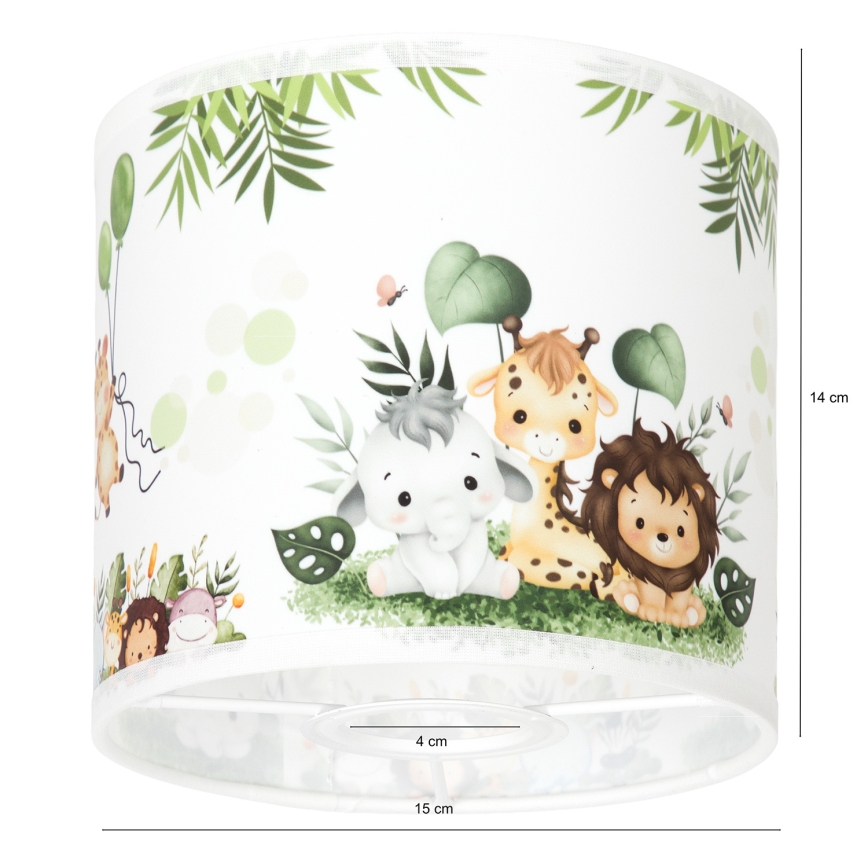 BRILAGI - Abat-jour universel BOBO E27 diam. 15 cm blanc/vert motif jungle