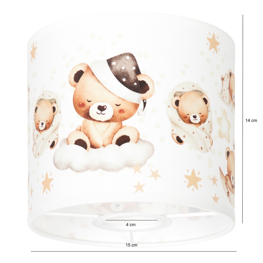BRILAGI - Abat-jour universel BOBO E27 Ø 15 cm blanc/oursons