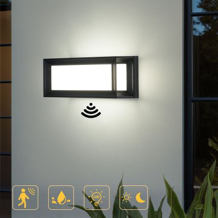 Brilagi - Applique murale extérieure PARKER LED 12W/230V avec détecteur, noir, IP44