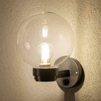 Brilagi - Applique murale d'extérieur avec détecteur de mouvement HARBOR 1xE27/40W/230V IP33 noir/transparent