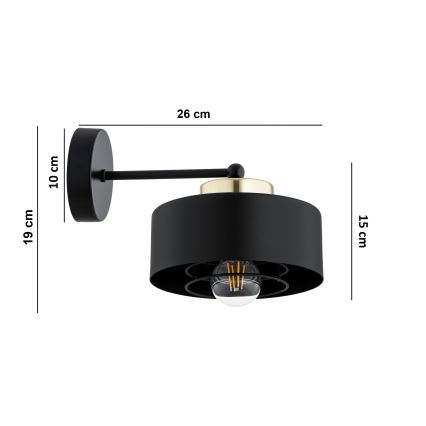 Brilagi - Applique murale 1xE27/60W/230V noir/doré