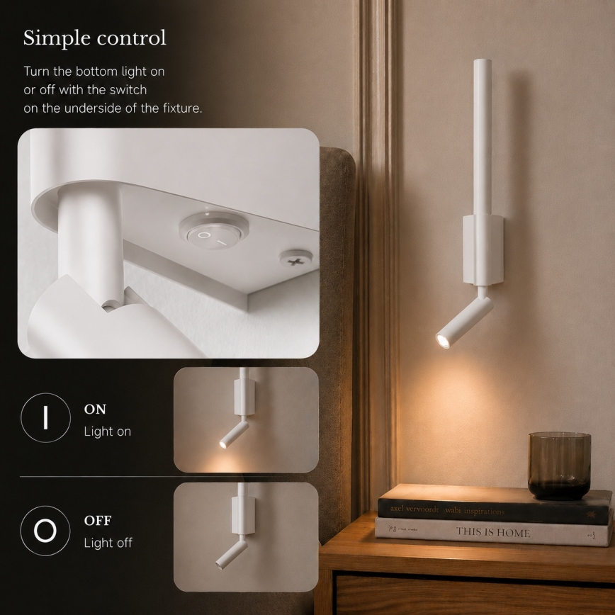Brilagi - Applique murale à spot LED VIXON LED/3W/230V + LED/5W blanche IRC 90