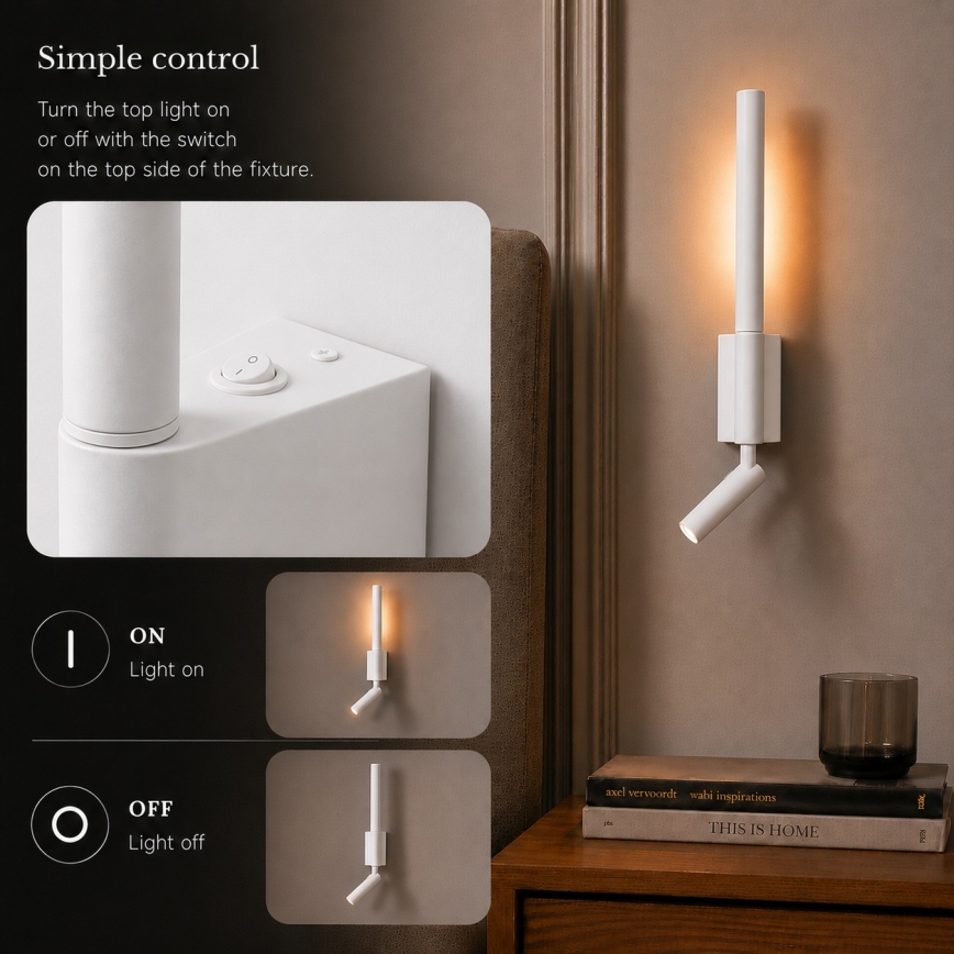 Brilagi - Applique murale à spot LED VIXON LED/3W/230V + LED/5W blanche IRC 90