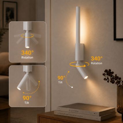 Brilagi - Applique murale à spot LED VIXON LED/3W/230V + LED/5W blanche IRC 90