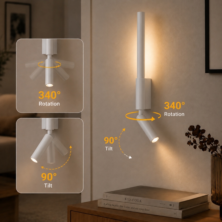 Brilagi - Applique murale à spot LED VIXON LED/3W/230V + LED/5W blanche IRC 90