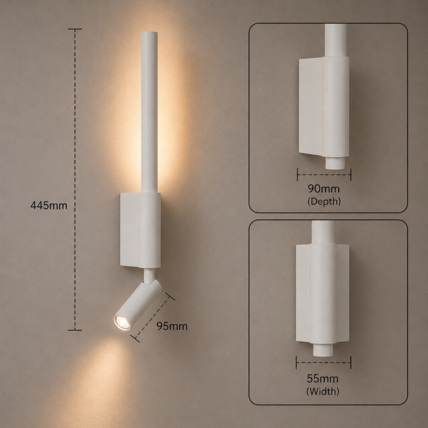 Brilagi - Applique murale à spot LED VIXON LED/3W/230V + LED/5W blanche IRC 90
