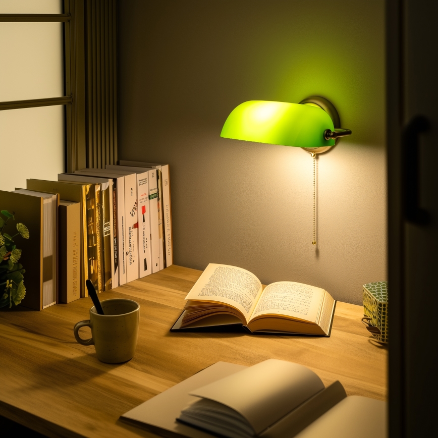 Brilagi - Applique murale BANK OFFICE 1xE27/60W/230V laiton/vert