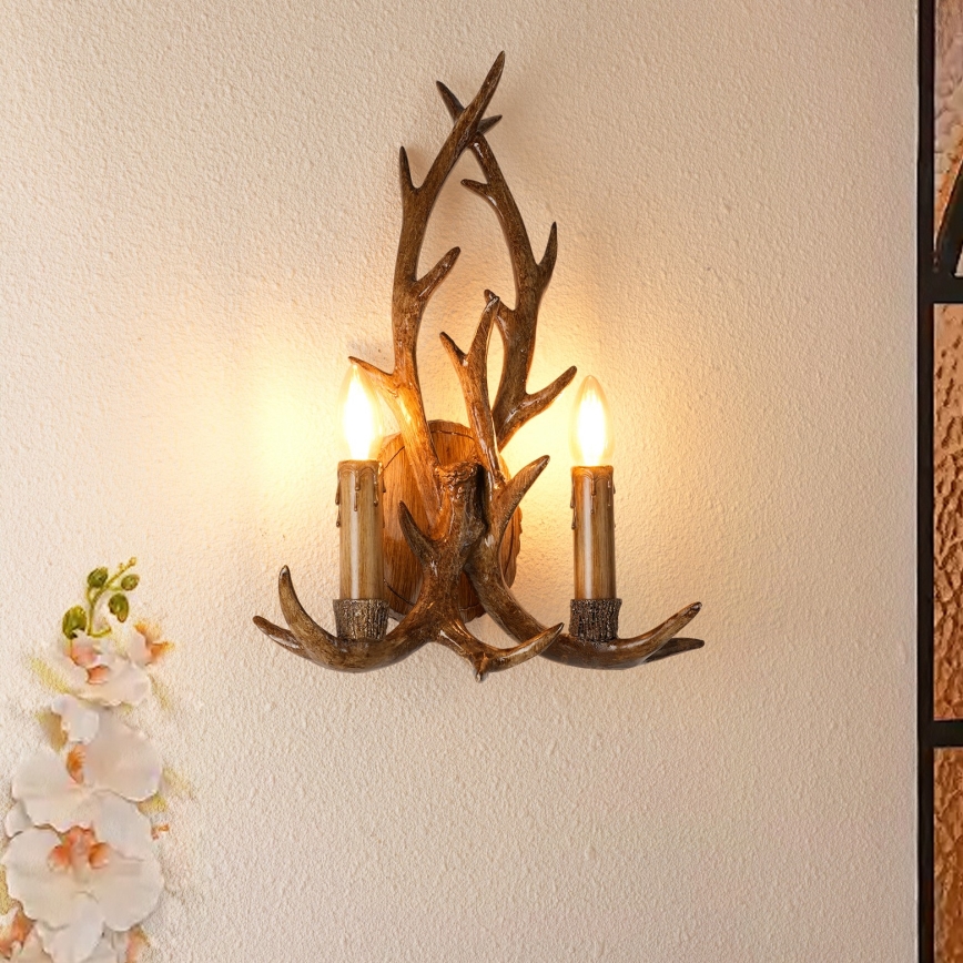 Brilagi - Applique murale DEER 2xE14/10W/230V, motif bois de cerf