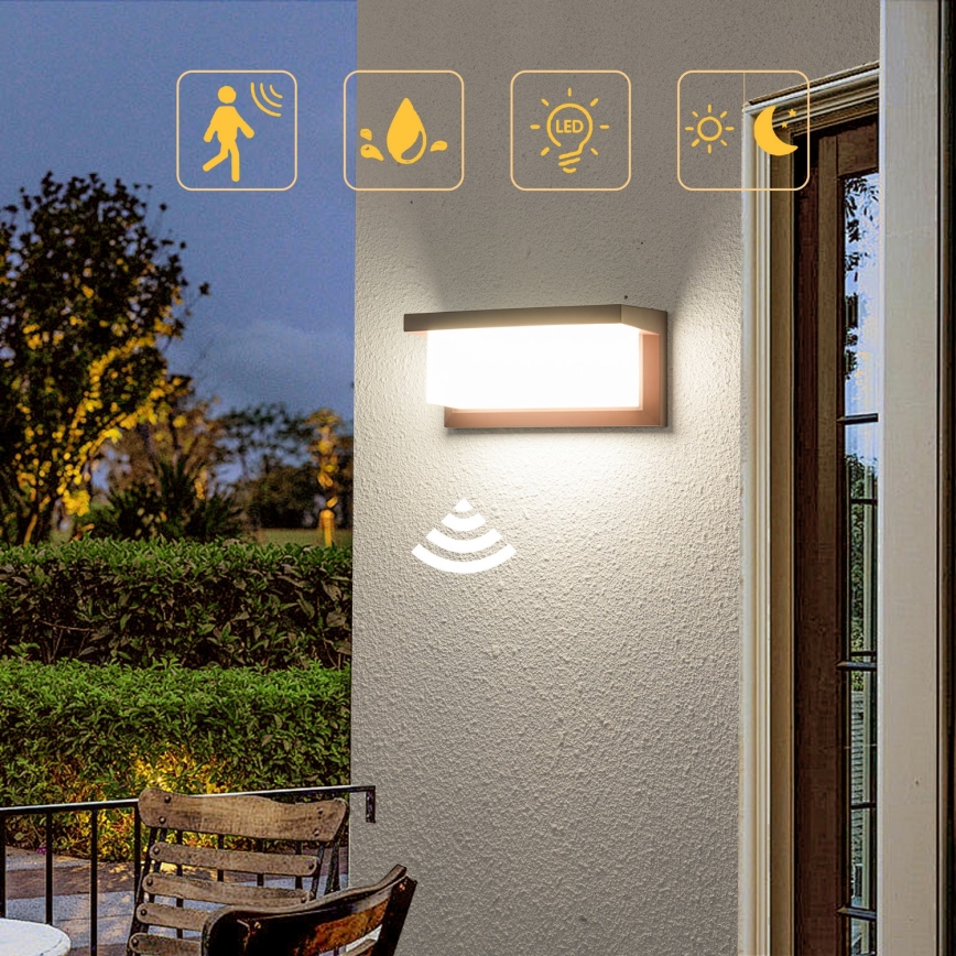 Brilagi - Applique murale d'extérieur LED avec capteur BRICKY LED/12W/230V marron IP54