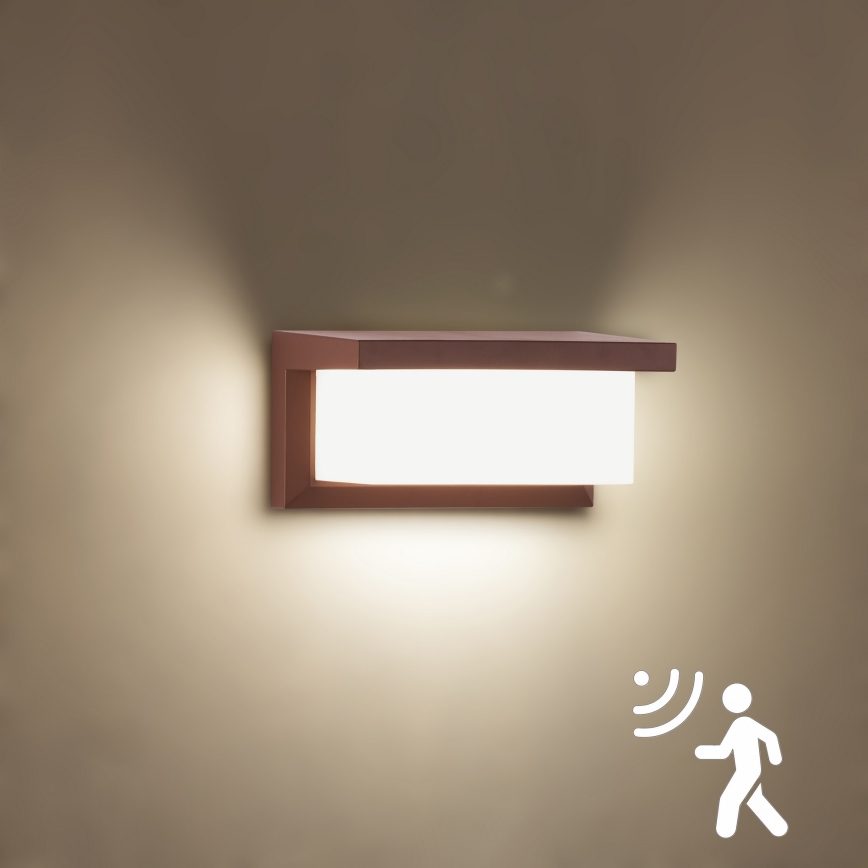 Brilagi - Applique murale d'extérieur LED avec capteur BRICKY LED/12W/230V marron IP54