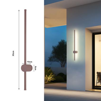 Brilagi - Applique murale d'extérieur LED AURA LED/12W/230V 3000K IP54 65 cm marron IRC 90