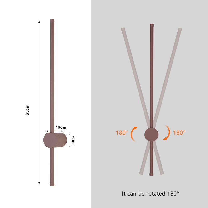 Brilagi - Applique murale d'extérieur LED AURA LED/12W/230V 3000K IP54 65 cm marron IRC 90