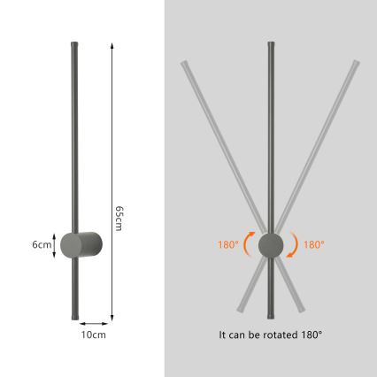 Brilagi - Applique murale extérieure AURA LED/12W/230V 4000K IP54 65 cm anthracite IRC 90