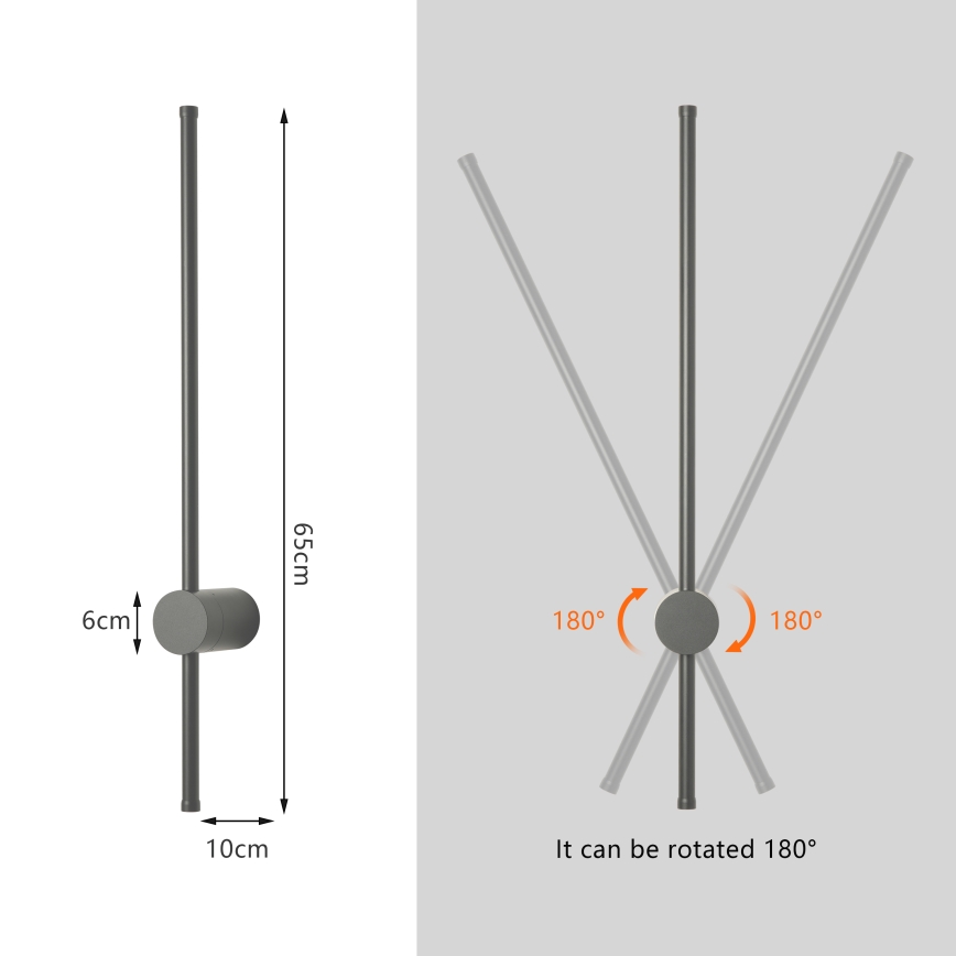 Brilagi - Applique murale extérieure AURA LED/12W/230V 4000K IP54 65 cm anthracite IRC 90