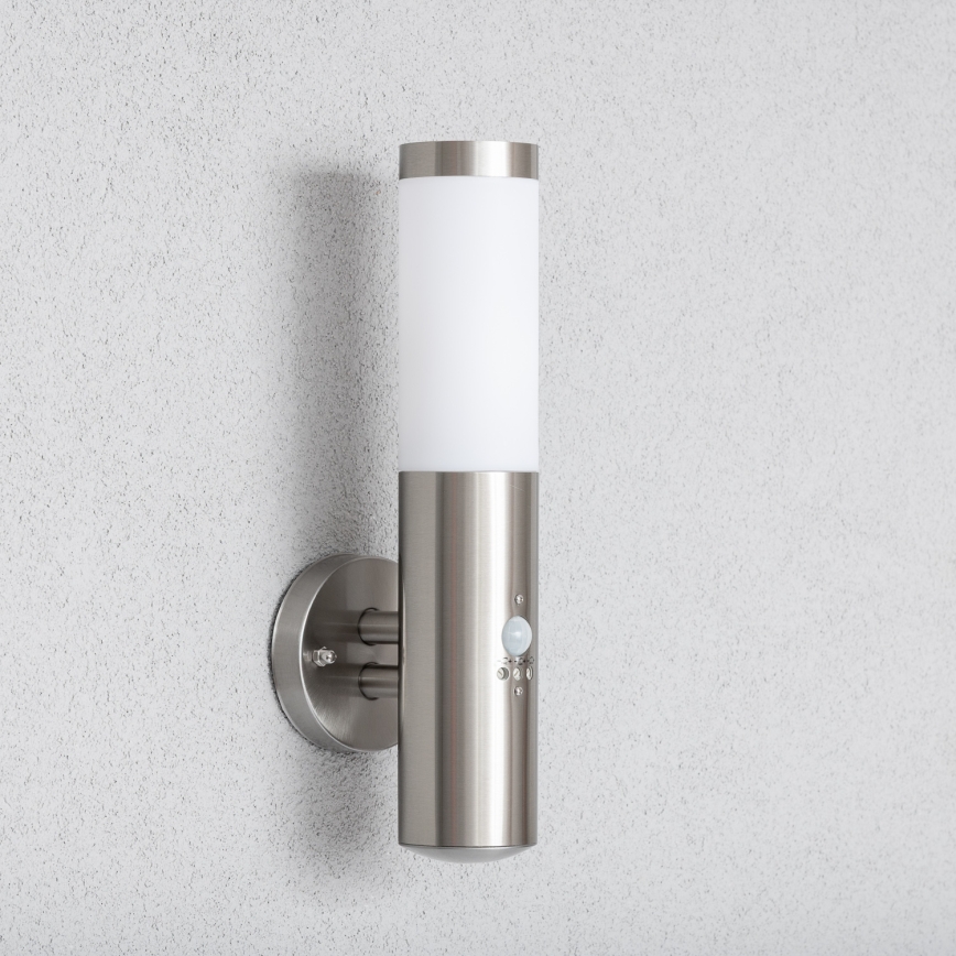 BRILAGI - Applique murale d'extérieur ELIA avec détecteur, 1xE27/20W/230V, IP44, chrome mat